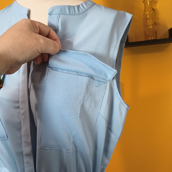 Allegra K Sleeveless Blue V-Neck Button Down Shift Dress New With Tags Size L - Picture 11 of 16